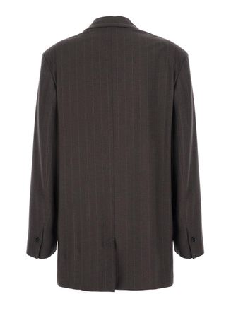 Rame Pinstriped Tech Fabric Blazer - Beige