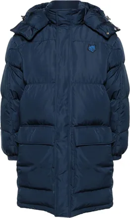Maison Kitsuné Fox-appliqué padded coat - men - Polyester/Duck Down/Polyester/Duck Feathers - S - Blue