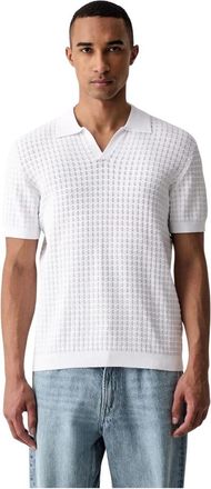 Guess Gebreid Poloshirt - Heren - Polos - Wit - S - Polyester - Tops