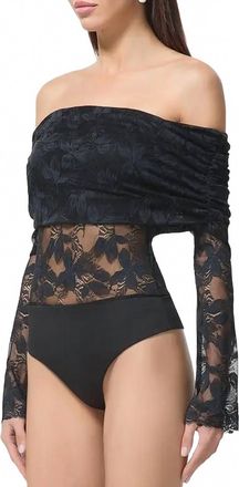 AFRM Lennox Lace Bodysuit In Noir