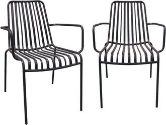 Sweeek Set of 2 florida anthracite garden chairs, stackable in steel, l 59 x d 53.5 x h 78 cm