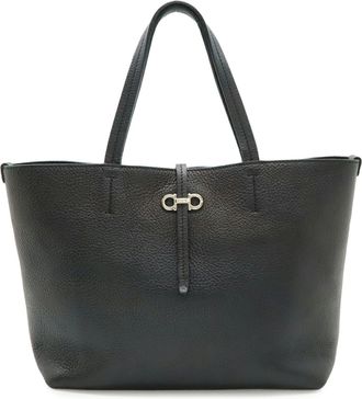 Ferragamo Black Leather Handbag Tote Bag (Pre-Owned)