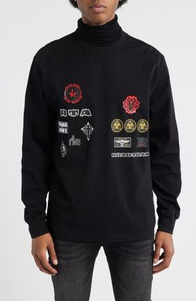 Rta Alexander Graphic Military Patch Turtleneck in Black Military Patch at Nordstrom, Size Xxx-Large