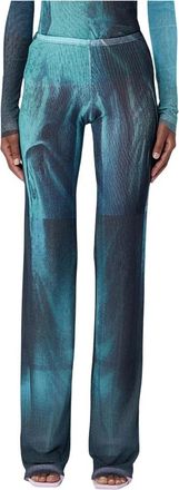 Jean Paul Gaultier Waterprint Mesh Broek - Dames - Wijde Broeken - Blauw - L - Broeken