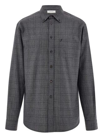 Ferragamo checked embroidered shirt - men - Cotton - XXXL - Black
