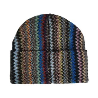 Missoni Geometric Wool Blend Multicolor Beanie - Dames - Hoeden - Veelkleurig - ONE Size - Wol - Accessoires