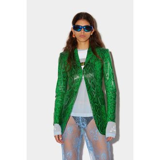 Dsquared2 Womens Green Snakeskin-Patterned Tailored Jacket, Size 44