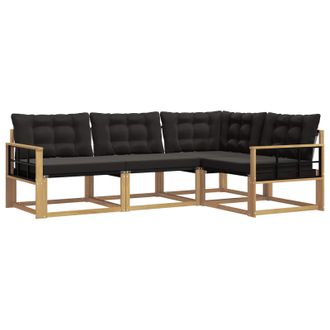vidaXL Conjunto De Sof&aacute;s De Exterior Con Coj&iacute;n 4 Pcs Blanco Y Negro Vidaxl