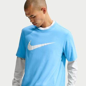 Nike Mens Nike Sportswear Swoosh T-Shirt in Blue | DC5094-497