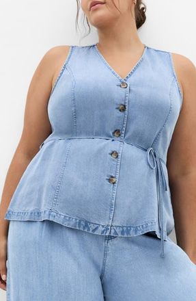 City Chic Evani Denim Vest in Light Wash at Nordstrom, Size 10W