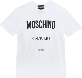 Moschino Label T-shirt - Heren - T-shirts - Wit - 2XL - Katoen - Tops