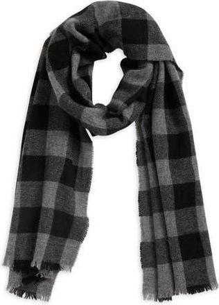 Vince Buffalo Check Cashmere Scarf in Black Charcoal at Nordstrom Rack