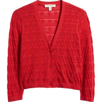 Seasalt Cornwall Sweet Day Pointelle Cardigan in Knit Melange Boat Red at Nordstrom, Size 10 Us