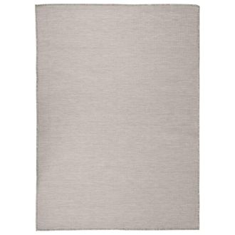 Berkfield Home Outdoor Flatweave Rug 200x280 cm Taupe in Beige | Size: 100 cm diameter