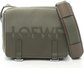 Loewe Pre-owned Cross Body Bags, male, Green, Size: ONE SIZE Pre-owned Canvas Messenger Bag