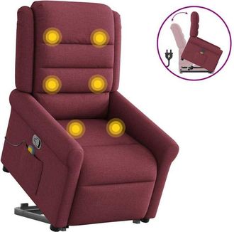 vidaXL Vidaxl - Sill&oacute;n Reclinable De Masaje Elevable Tela Rojo Tinto