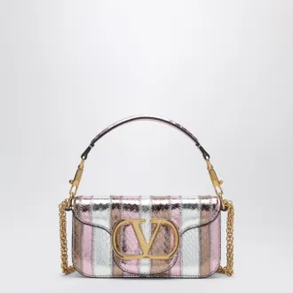 Valentino Small Loc&ograve; Shoulder Bag In Multicolour Laminated Elaphe Leather