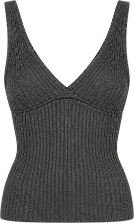 Akep Canotta a costine lurex - Knitwear - Mujer - Gris - L