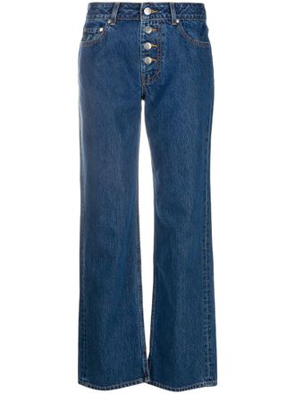Ganni Jeans dritti a vita media - Blu