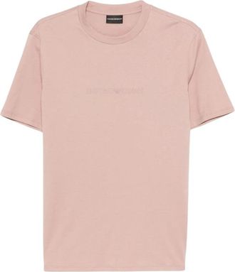 Emporio Armani T-shirt met ronde hals en logo in reli&euml;f - Heren - T-shirts - Roze - 3XL - Tops