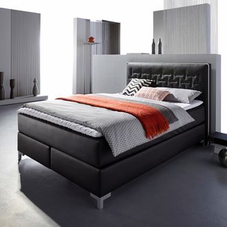 Inosign Boxspringbett »Coos« mit besonderer Steppung im Kopfteil, 3 Matratzenarten, 2 Härtegrade