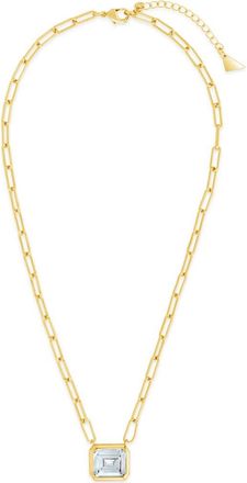 Sterling Forever Camille Bezel Cubic Zirconia Pendant Necklace in Gold at Nordstrom Rack