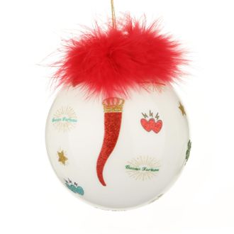 KASANOVA Pallina Natale cornetto rosso 10 cm Good Luck