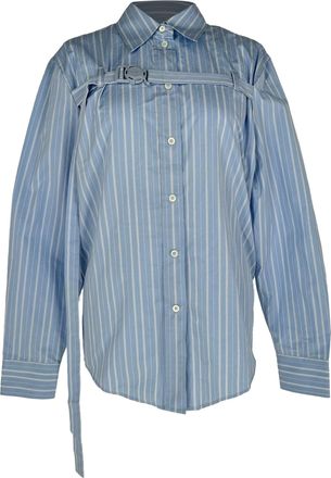 Off-white Stripe Buckled Shirt in Blue Cotton
