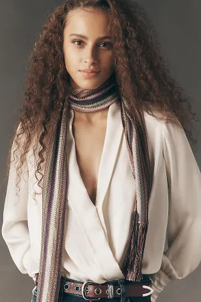 Anna Sui Cameo Stripe Fringe Scarf