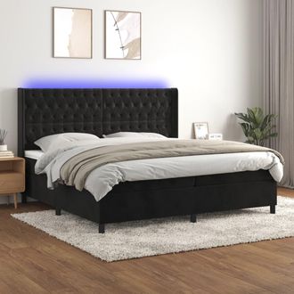 vidaXL Vidaxl - Cama Box Spring Colch&oacute;n Y Led Terciopelo Negro 200x200 Cm