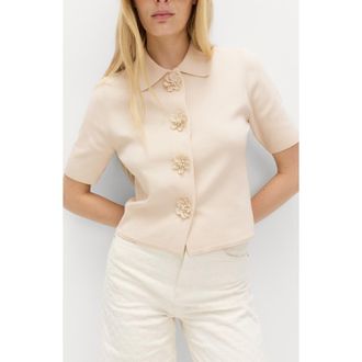 M&S Collection Compact Flower Cardigan in Vanilla White at Nordstrom, Size Xx-Small