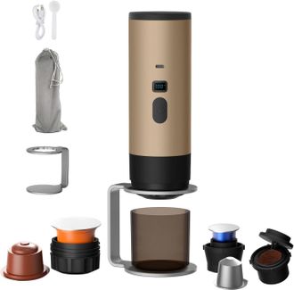 OEM Cafetera Port&aacute;til 3 En 1 Multic&aacute;psula Con Dep&oacute;sito De Agua De 90 Ml Y Pantalla Led Para Camping, Oficina Y Coche, Autocalentable, Compatible Con Caf&eacute; 