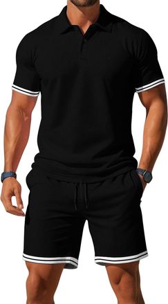 Generic Mens Summer Casual Polo Shirt and Shorts Set Short Sleeve 2 Piece ( 16, XL)