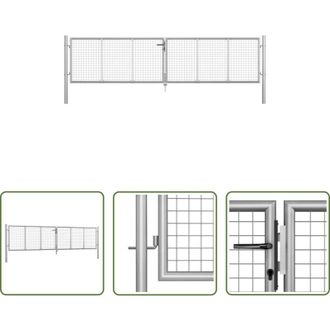 vidaXL Cancello in acciaio zincato - Cancello da Giardino in Acciaio Zincato 400x75 cm Argento