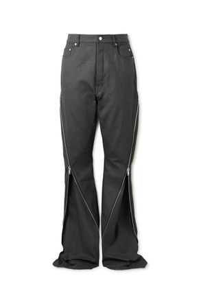 Rick Owens Bolan Banana Slim-Fit Straight-Leg Zip-Detailed Waxed Jeans