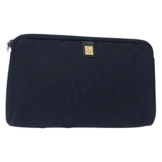 Dior Pre-owned Vintage Trotter Canvas Clutch - Dames - Pre-owned - Blauw - Maat: ONE Size Leer