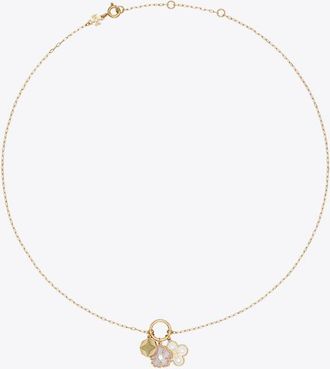 Tory Burch Womens Forget Me Not Charm Pendant Necklace, One Size
