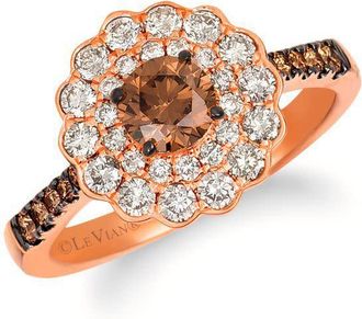 Le Vian Ladies Chocolate Solitaire Rings set in 14K Strawberry Gold