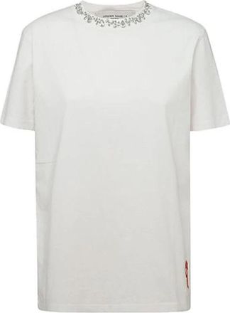 Golden Goose T-shirt met kristaldetails - Heren - T-shirts - Wit - L - Katoen - Tops