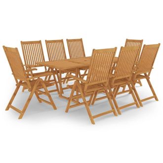 Berkfield Home 9 Piece Garden Dining Set Solid Teak Wood in Brown