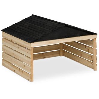 Relaxdays Relaxdays Garage per Tagliaerba Universale, Casetta per Robot Taglia Erba, 52,5x79x74 cm, Tettoia Legno, Naturale Nero