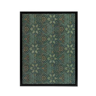 Artery8 Ispahan Pattern Arabesque Textile Framed Canvas Wall Art Print Morris in Blue | Size: W24 x H32