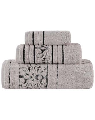 Superior Sadie Zero Twist Cotton Elegant Floral Absorbent 3Pc Jacquard Towel Set