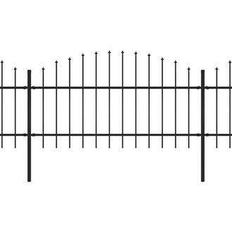 Berkfield Home Garden Fence with Spear Top Steel (1-1.25)x13.6 m Black