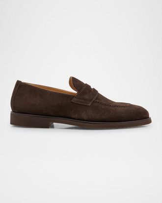 Brunello Cucinelli Mens Flex-Sole Suede Penny Loafers