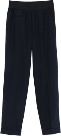 Le Tricot Perugia Pantaloni con vita elasticizzata e risvolto - - Trousers - Donna - Blu - M