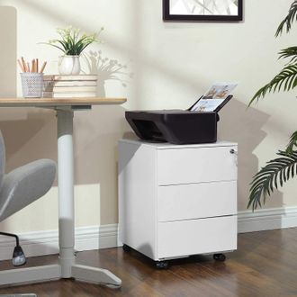 Songmics Pre Assembled Lockable File Cabinet 3 Drawers Office Storage in White