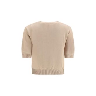 Max Mara Embroidered Cotton Sweater - Beige