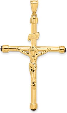 Diamond2Deal 14k Yellow Gold Polished Crucifix Onyx Pendant
