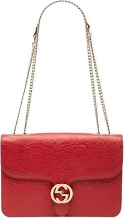 Gucci Pre-owned Flap Crossbody Bag - Dames - Vintage Schoudertas - Rood - ONE Size - Leer - Vintage